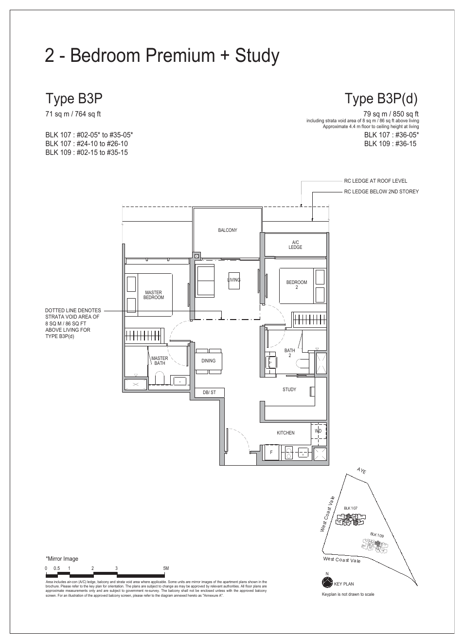 2-Bedroom Premium + Study · Type B3P · 764 sqft