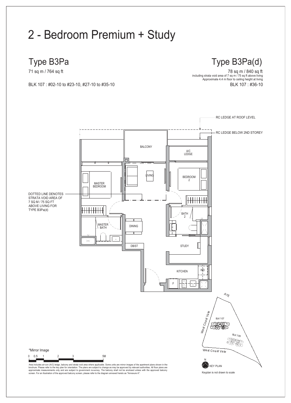 2-Bedroom Premium + Study · Type B3Pa · 764 sqft