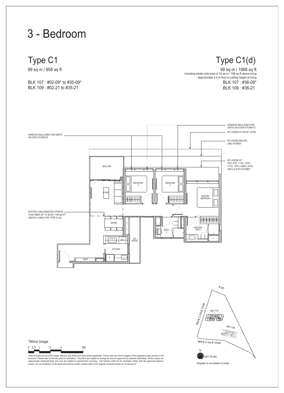 3-Bedroom · Type C1 · 958 sqft