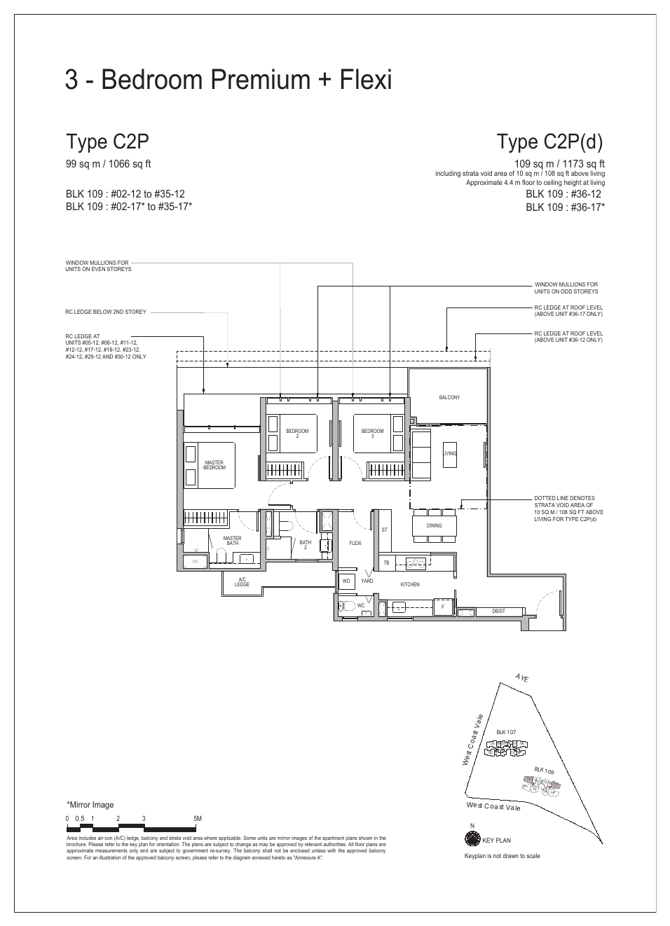 3-Bedroom Premium + Flexi · Type C2P · 1,066 sqft