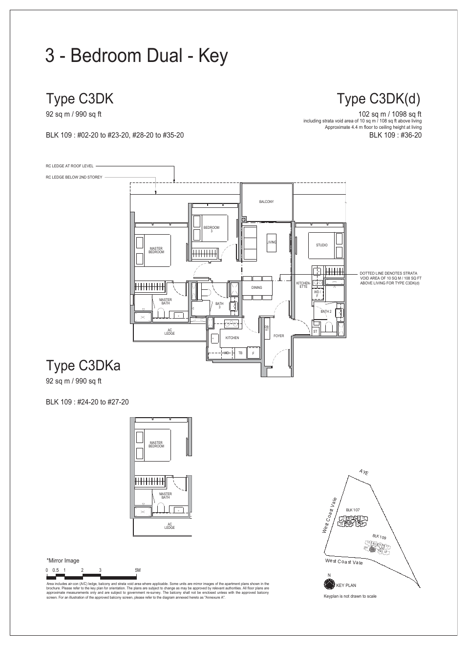 3-Bedroom Dual-Key · Type C3DK · 990 sqft